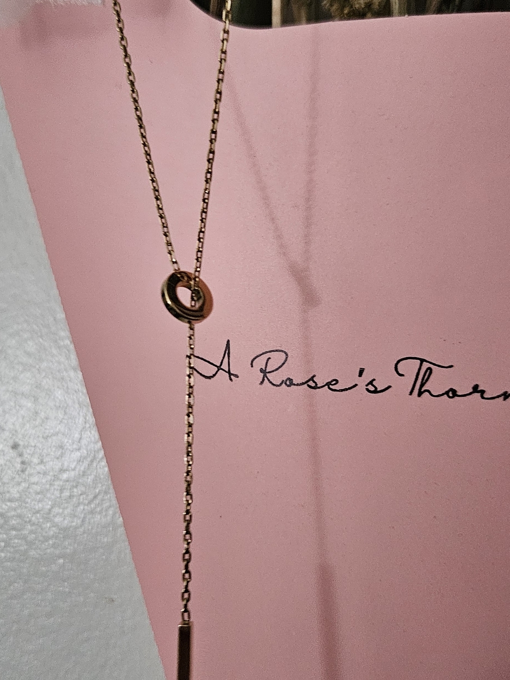 Michael Kors Gold Lariat Necklace with Ring Slider and Bar Drop - Picture 1 of 8